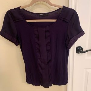 MEXX Metropolitan Pleated Purple Short Sleeve Top Size S